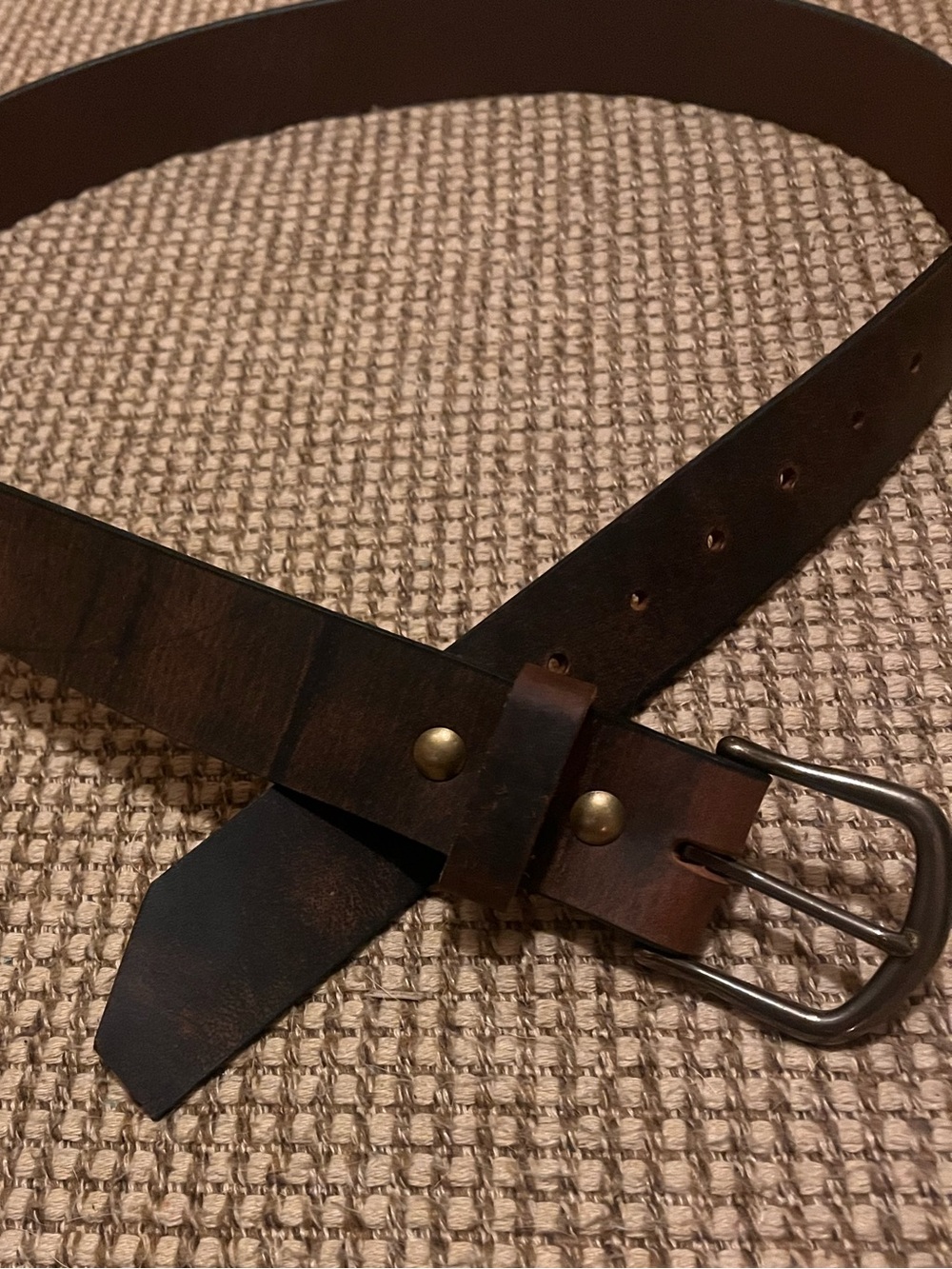 Handmade Brown Leather Belt with Brass Buckle